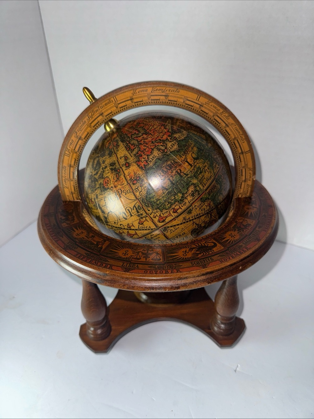 Vintage Made in Italy Old World Zodiac Tabletop Globe